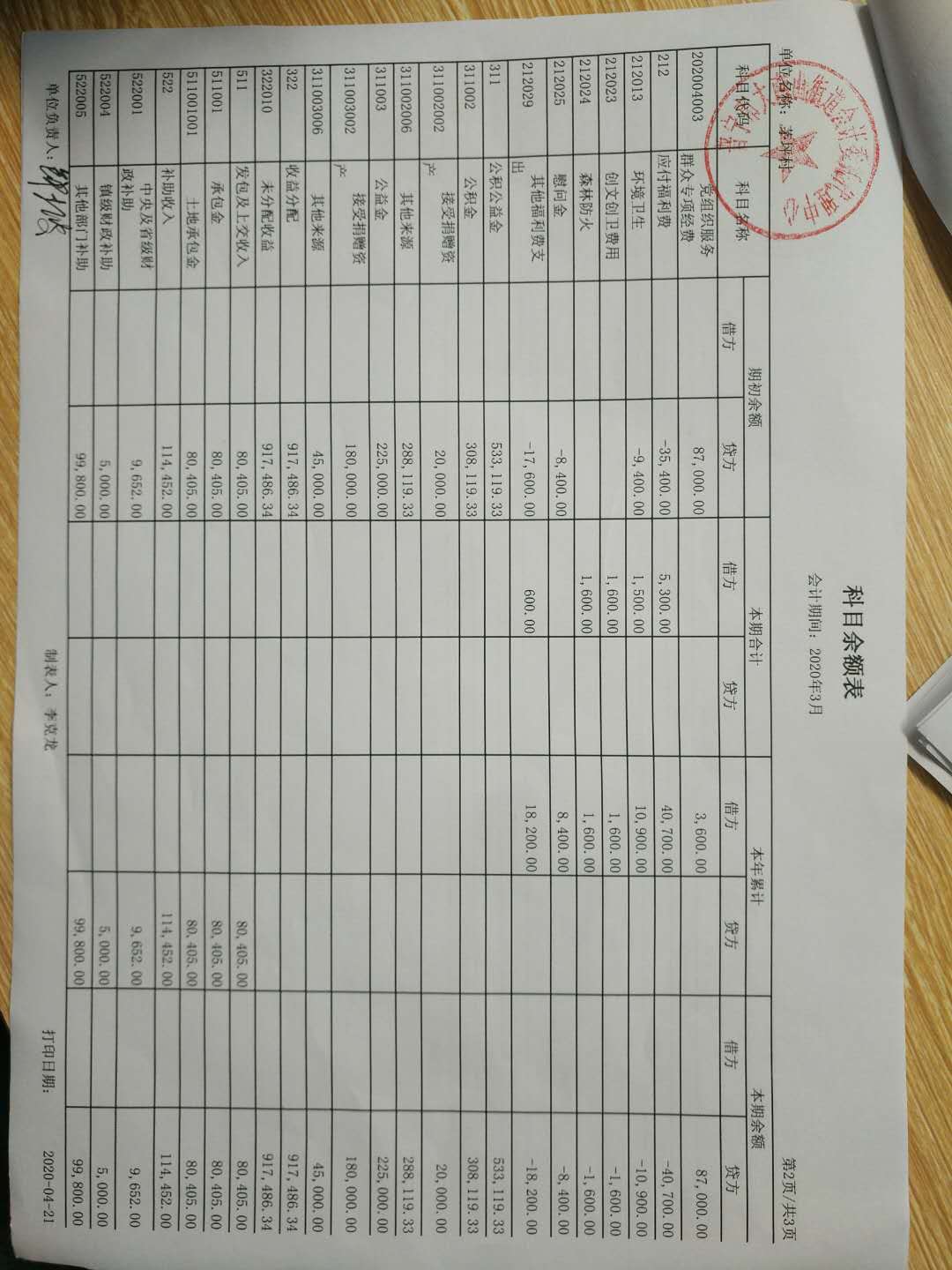 2020年3月份理财结果公布表及银行流水明细资产表科目余额表